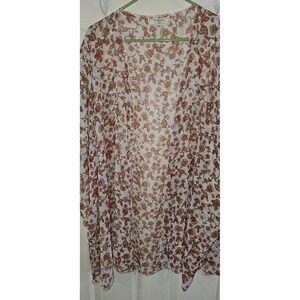 Women's No Comment Shrug & Poncho 2X White Brown Floral